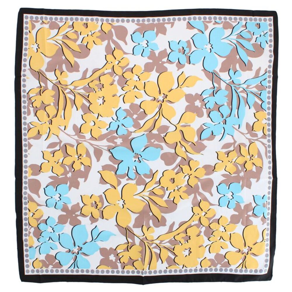 CTM Women's Floral Pattern Print Silky Square Scarf